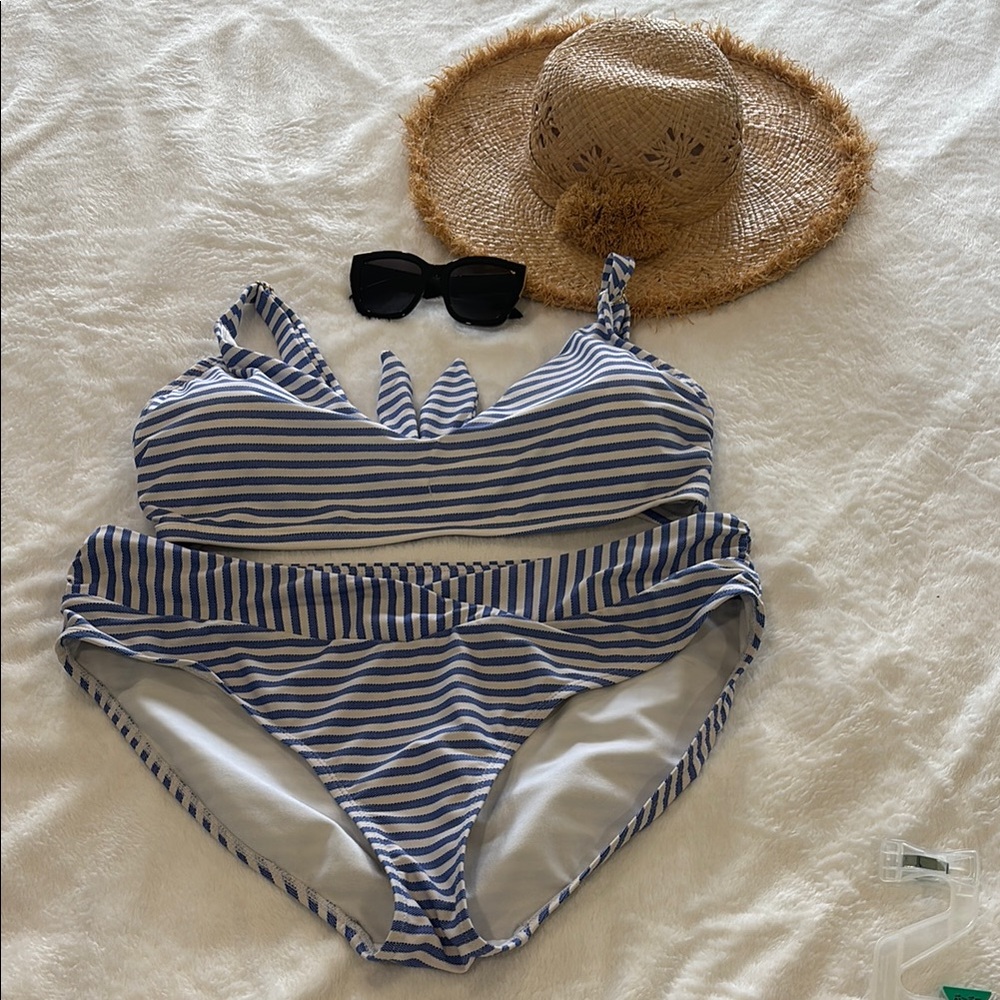 Blue Striped women’s  Swim Set